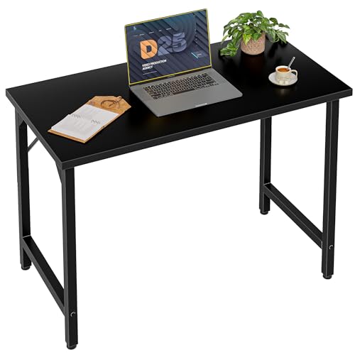 Grandder 80 cm Schreibtisch, Kleiner Homeoffice-Schreibtisch für Studium & Schreiben, Kindertisch, einfacher PC-Gaming-Schreibtisch, verstellbare Füße, Schwarz