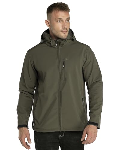 33,000ft Softshelljacke für Herren Wasserdicht Winterjacke Winddicht Warme Fleece Gefüttert Windbreaker Funktionsjacke Outdoorjacke für Wandern Fahrrad Camping Olivgrün S