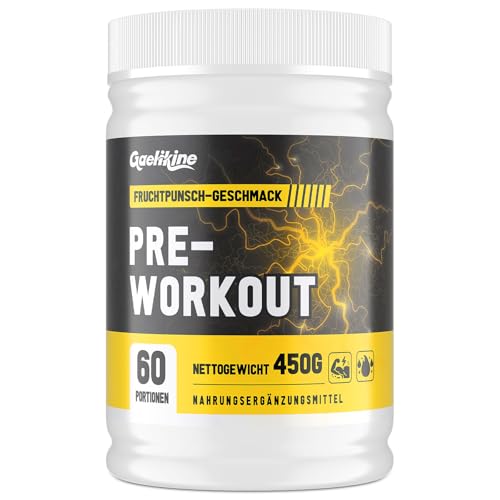 Pre Workout Pulver – Mit Koffein, BCAAs, Citrullin & Ashwagandha – Energie & Fokus beim Training – 450 g im Fruchtpunsch-Geschmack