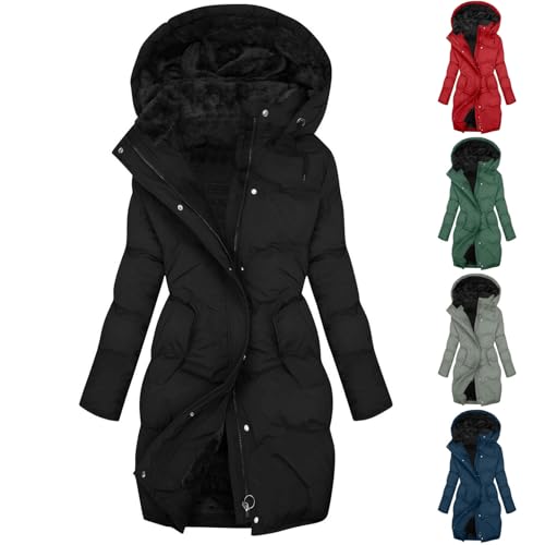 Winterjacke Damen Warm daunenjacke Gefüttert Wintermantel Lang Steppjacke