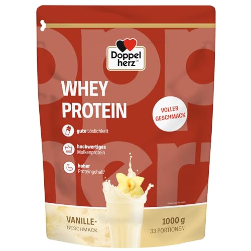 Doppelherz WHEY PROTEIN Vanille – Proteinpulver auf Molkenbasis in bewährter Doppelherz-Qualität 1000g