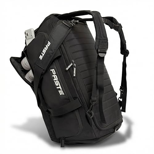 PASTE® - Premium Sporttasche 68L mit Rucksackfunktion, Schuhfach & Nassfach Schwarz - Fußballtasche & Trainings-Tasche mit Kühlfunktion Damen & Herren groß - XL Reise-Tasche & Gym Bag Sport & Fitness