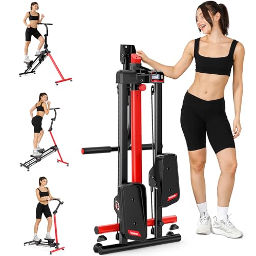 YOLEO Stair Stepper für Zuhause, Klappbarer Stepper mit 3 Trainingsmodi, Compact Folding Cardio Übung Climber Maschine mit Skisimulation & XXL-Trittflächen, 90% Vormontiert Stairmaster mit Haltegriff