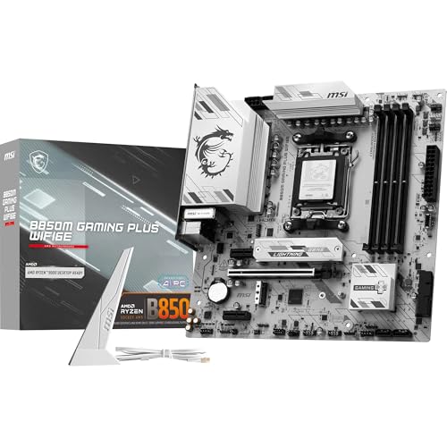 MSI B850M Gaming Plus WIFI6E Mainboard, mATX - Unterstützt AMD Ryzen 9000/8000 / 7000 Prozessoren, AM5 - DDR5 Memory Boost 8200+ MT/s (OC), PCIe 4.0 x16, M.2 Gen5, Wi-Fi 6E, 2.5G LAN