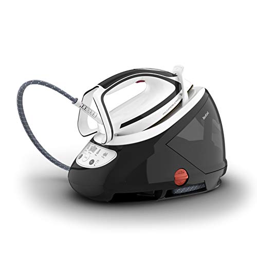 Tefal Pro Express Ultimate Dampfbügelstation, starker 8-Bar-Druck, Dampfstoß: 520 g/Min., 1,9 L Wassertank, Antikalk-Kollektor, Anti-Tropf-System, Bügeleisen Dampfstation, schwarz/weiß, GV9550