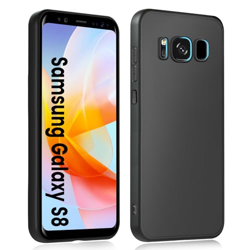 HuwaiH Handyhülle für Samsung Galaxy S8 Hülle, Anti-Rutsch Stoßfest Haltbarkeit Schutzhülle, Anti-Fingerabdruck Unterstützt kabelloses Laden Weich TPU Case, Passgenau für Samsung S8, Schwarz