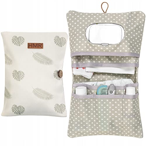 HAMUR HOME Windeltasche Organizer und Kosmetiktasche 2in1 - Kleine Wickeltasche für Unterwegs Mamas Windeln Creme Tücher Baby Organizer