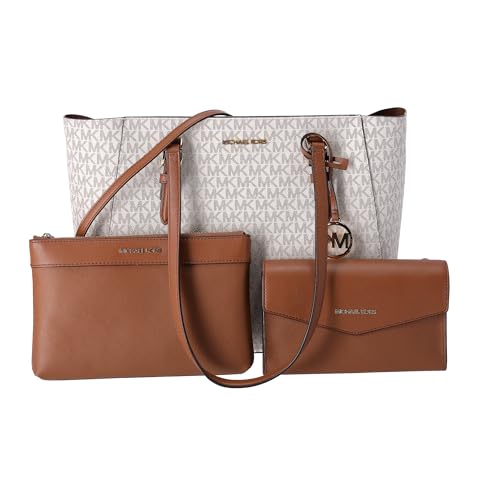 Michael Kors Charlotte Große 3-in-1 Tote Crossbody Handtasche Leder, Vanille
