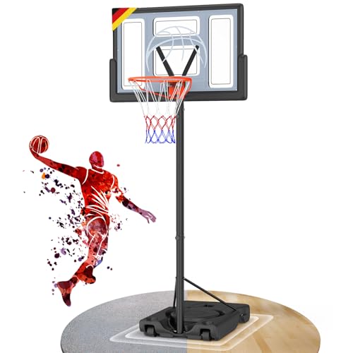 Yohood Basketballkorb Outdoor, Korbhöhe von 135 bis 305 cm, Basketballständer mit 111x72cm Rückwand, Basketball Korb für Kinder Jugendliche Erwachsene im Hinterhof/Auffahrt/Innenbereich