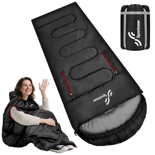 Sportneer Schlafsack Outdoor, Deckenschlafsack 220 x 85 cm | 3 Jahreszeiten Schlafsack für Erwachsene, 2 kg, warmer Schlafsack für Camping, Reisen und Outdoor-Aktivitäten