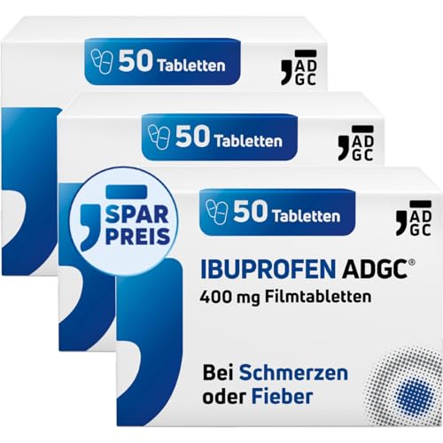 IBUPROFEN ADGC® 400mg Set 3x 50 Stück - gegen leichte bis mäßige Schmerzen wie Kopfschmerzen, Zahnschmerzen und Regelschmerzen sowie Fieber