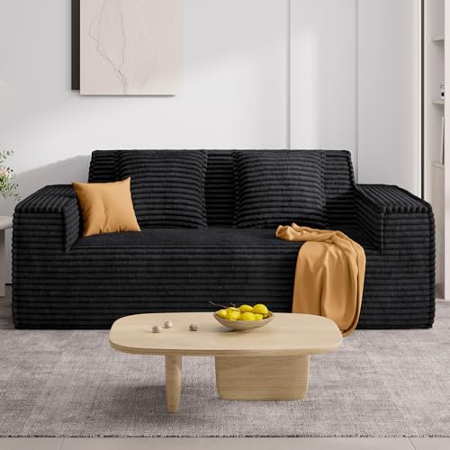Aivermeil Sofa mit Schlaffunktion 190cm 2-3 Sitzer Boneless Couch Schwarz