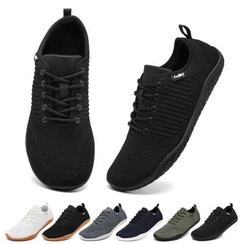 Geweo Barfußschuhe Herren Barfuß Sneaker Barfuss Schuhe Männer Barfussschuhe Sommer Barefoot Shoes Laufschuhe Turnschuhe Fitnessschuhe Schwarz 42