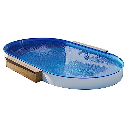 Stahlwandpool Oval 4,50 x 2,50 x 1,20 m - 0,80 mm Folie blau - 0,60 mm Stahlwand feuerverzinkt - Kunststoff Handlauf - Skimmer Ausschnitt - Made in Germany