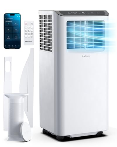 Pro Breeze™ 4-in-1 Mobile Klimaanlage mit 9000 BTU - Luftkühler, Ventilator, Luftentfeuchter, Nachtmodus - Klimagerät mit Energieklasse A, Fensterabdichtung Set, Fernbedienung und 24h Timer