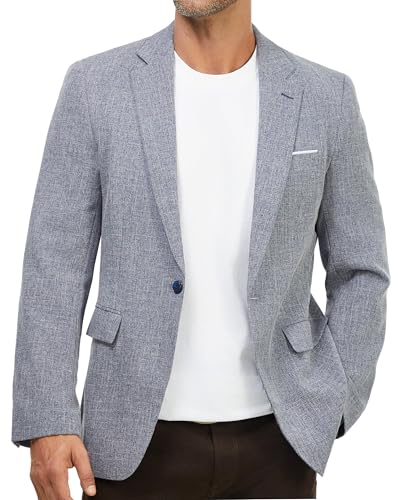 Autsel Sakko Herren Regular Fit Blazer Freizeit Business Sportlich Elegant Jackett 1 Knopf Herrenjacke Modern Anzugjacke für Büro Casual Party Blau L