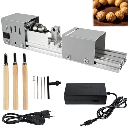 Mini Drehmaschine 125W, Drechselmaschine, Drehbank 2000-8000U/min, 7 Gang Einstellung, Mini-Holzdrehmaschine, Fräsdrehmaschine, Schneiden, Polieren, für Hobbyisten, Holzbearbeitung,Handwerk,Modellbau