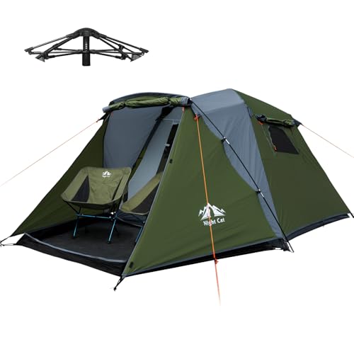 Night Cat Wurfzelt for 4 Personen:Wasserdicht Pop Up Zelt Einfache Einstellung für Camping Wandern
