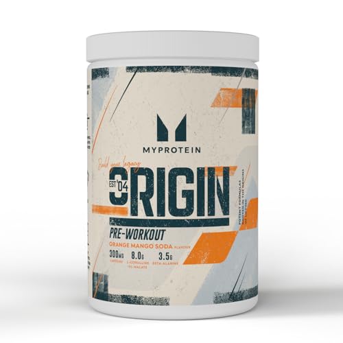 Myprotein Origin Pre-Workout-Pulver | 300 mg Koffein, L-Citrullin & Beta-Alanin | Leistungsstarke Pre-Workout-Formel | Orange-Mango-Limonade, 600 g wiederverschließbarer Wanne