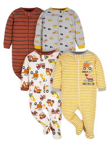 Gerber Baby - Jungen 4er-Pack Sleep'N Play Strampler und Kleinkind-Schlafanzüge, Transportzone, 3–6 Monate