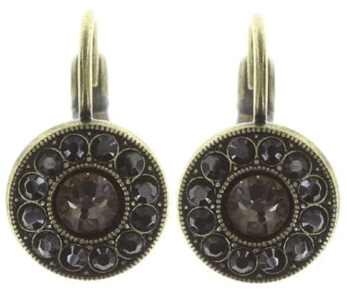 Konplott: Spell on You Ohrhänger, runde Entourage-Ohrringe mit großem Stein in der Mitte und kleinen Steinen rundherum, für Damen/Frauen (schwarz)