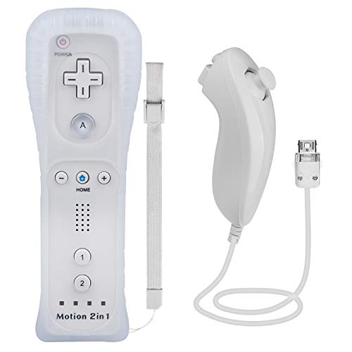TechKen Controller für Wii mit Motion Plus und Wii Nunchuck Controller Wii Fernbedienung Nunchuk Kontroller Wii Vernbedinung Remote Plus Controller Ersatz für Wii/Wii U Konsole