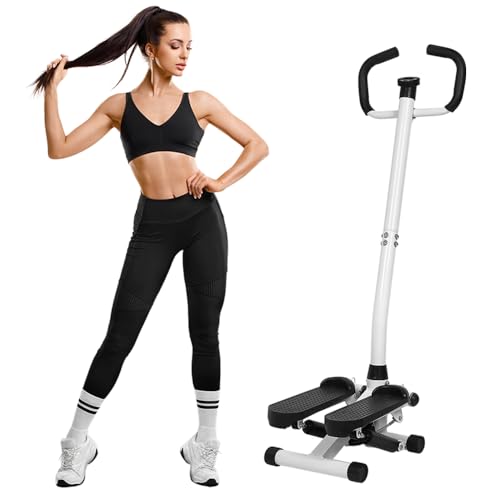 Belfoyer Stepper mit Haltegriff & Trainingsseilen, Hydraulischer Heimtrainer mit LCD Display, Widerstand Verstellbar, Leises Fitnessgerät für Zuhause, Beine & Taille
