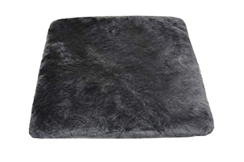 Reissner Lammfelle | SIKI-VF | echtes Merino Schaffell | Sitzpolster Autokissen Rollstuhlauflage Katzenbett | Vollfell Qualität | 40x40cm anthrazit grau