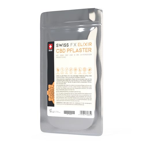 SWISS FX CBD Pflaster – 10er Pack mit 20 mg CBD pro Pflaster – Langzeitwirkung bis zu 12h – Wasserfest & Hautfreundlich – Biologisch abbaubar