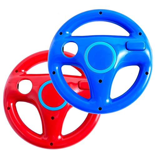 DOYO 2er Set Wii Lenkrad, Mario Kart Kompatibel mit Nintendo Wii/Wii U, Rot und Blau Gaming Lenkrad für Wii Remote Controller, Rennspiel-Zubehör für Kinder & Erwachsene
