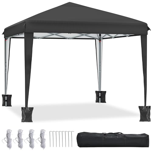 YITAHOME 3X3Meter Outdoor Pop Up-Pavillon mit Seite Faltpavillon, Wasserdichter Faltbarer Gartenpavillon Für Alle Jahreszeiten Camping Pavillon Anti-uv Mit Kostenlosen Höhenverstellbaren Party Märkte
