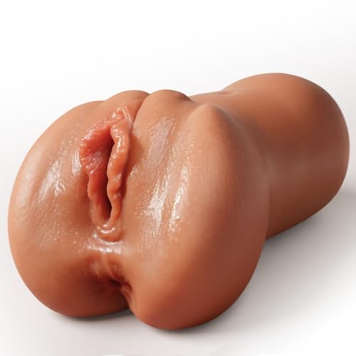 Realistischer Masturbieren für Männer, 2 in 1 Taschenmuschi Masturbator für Männer, Silikon Pocket Pussy mit 3D Klitoris Doppelkanal Masturbator, Groß Sexspielzeug für die Männer Solo und Paar