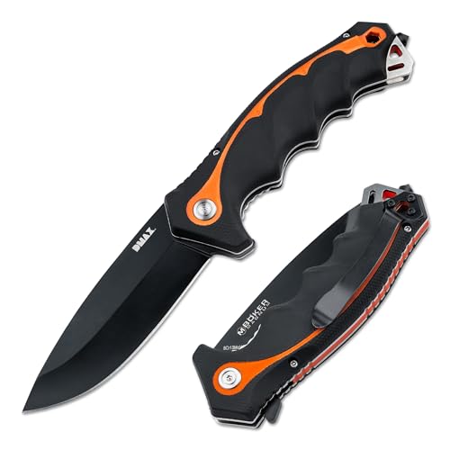 DMAX® Chainsaw Attendant - stabiles Einhand Taschenmesser für Forst- & Waldarbeiter - großes 1 Hand Profi Klappmesser mit Flipper & Kugellager - Linerlock Förster Messer mit Glasbrecher & Clip