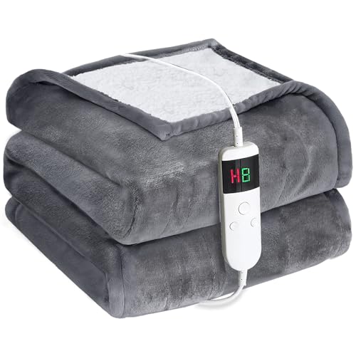 Cushious Heizdecke Wärmedecke Mit Abschaltautomatik -130x180 cm, 10 Heizungsstufen & 8-Stunden-Timer Überhitzungsschutz, Maschinenwaschbare Heizdecke Für Zuhause Und Büro