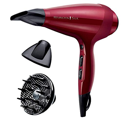 Remington Haartrockner Profi Ionen Silk (2400W, 140km/h, 3 Stylingaufsätze, angereichert mit Seidenprotein und Keramik, Ionen-Generator, langlebiger AC-Motor mit Turbofunktion & Kaltstufe) AC9096
