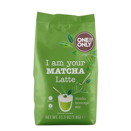 One&Only Matcha Latte Powder 1 kg - Typisch herber Geschmack mit Süße abgemildert, mit 15% Matcha ideal für alle Matcha-Einsteiger
