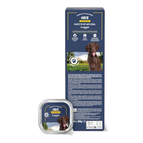 by Amazon Nassfutter für Hunde, Pastete mit Geflügel, 300g, 10er-Pack