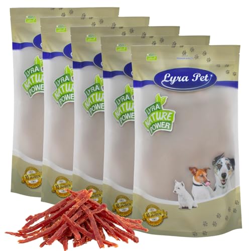 Lyra Pet® 5 kg Entenbrustabschnitte | Geschmackvoller Kausnack | Leckerli auch für Welpen und ältere Hunde | Fettarmes Hundefutter | Gut verträglich | Wiederverschließbarer Beutel