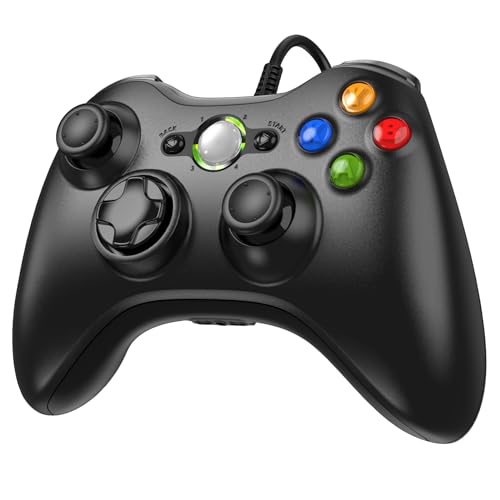 Diswoe Controller für PC Xbox 360, PC-kabelgebundener Controller mit USB Verbessertes Design Ergonomischer Kabelcontroller für Xbox 360 Slim und Windows XP/Vista/7/8/8.1/10/11