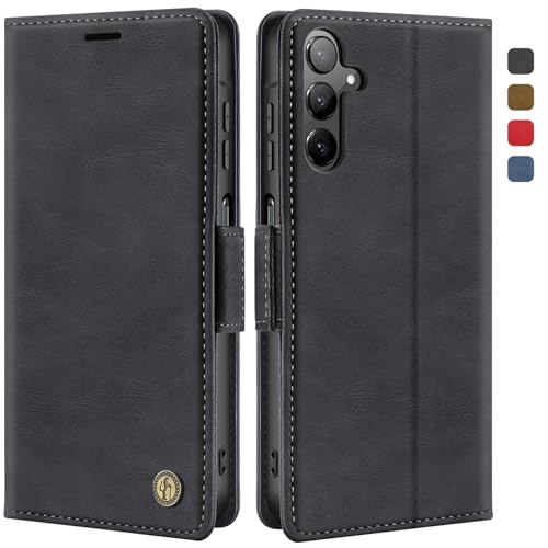 ivencase Handyhülle für Samsung Galaxy A16 5G/4G Hülle mit Schutzfolie, Stoßfest [Kartenfach Klappbar Standfunktion] Flip Wallet Cover Lederhülle Case für Samsung A16 5G/4G Hülle Schwarz