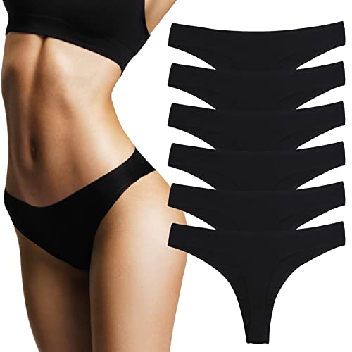 DRESHOW Damen Baumwolle Tanga Unterwäsche Assorted Strings Unterwäsche Atmungsaktive Unterhosen, 6er-Pack