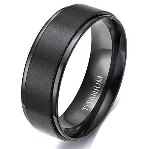Zakk Ring Herren Damen Titan Verlobungsringe Eheringe Trauringe Schwarz Gebürstet 4mm 6mm 8mm(Schwarz-8mm, 75 (23.9))