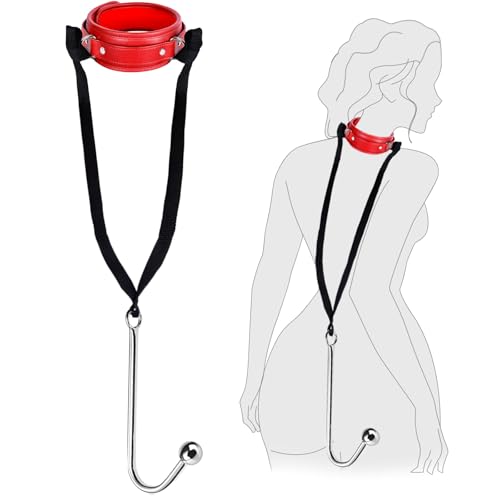 Yadonis BDSM Bondage Halsband Set mit Metall Analhaken, SM Restraints Anal Plug Hook Sexspielzeug für Paare Extrem Sex, Einstellbar Fetisch Rollenspiele Buttplug Leash Collar Fesselset Frauen Männer
