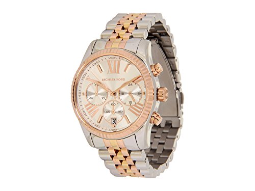 Michael Kors Lexington Chronograph Quarzuhr mit Silber- und Goldtönen Edelstahlarmband für Damen MK5735