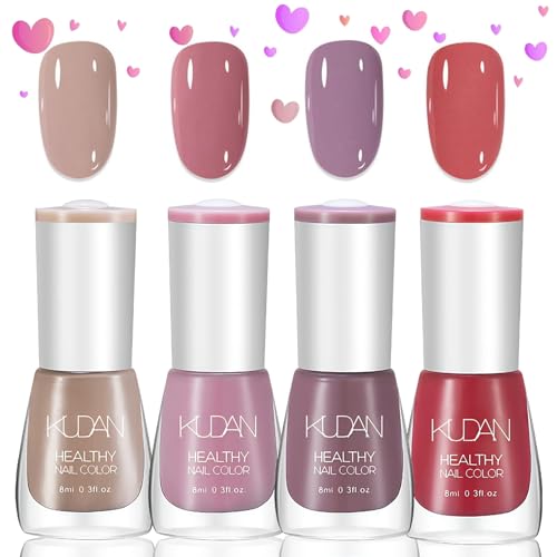 4 Farben Nagellack Set - Schnelltrocknend & Langanhaltend ungiftige Regulärer Nagellacke Ohne UV-Lampe, High-Gloss Nail Polish auf Wasserbasis, Chip Resistant für Nail Art Maniküre (BuntA)