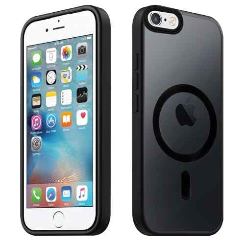 Tawarror Magnetische für iPhone 6/ iPhone 6S Hülle, Matt Transluzente Handyhülle für iPhone 6S Schutzhülle PC Rückseite Kratzfest TPU Stoßfest Anti-Fingerabdruck, Schwarz