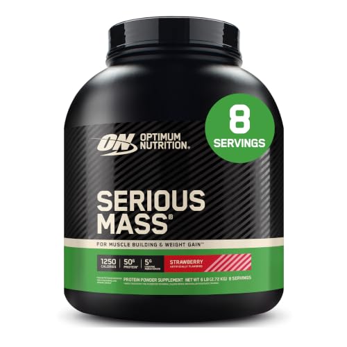 Optimum Nutrition Serious Mass Weight Gainer Pulver, Geschmack Erdbeere, 2.73kg, 8 Portionen