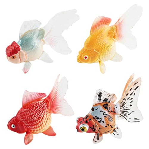 Yjkedfh 4 Stücke Künstliche Gefälschte Goldfische, Künstlicher Schwimmfisch, Farbenfrohe Realistische Fischfiguren Für Aquarium & Teich, Spielzeug & Deko, Schwimmende Goldfisch Deko
