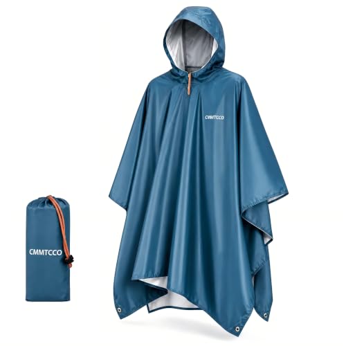 CNMTCCO Regenponcho Wasserdicht Unisex, 3-in-1 Multifunktionales Regencape mit Kapuze, Leichter Wiederverwendbarer Regenmantel, Campingzubehör, Picknickdecke & Tarp für Outdoor, Wandern und Angeln