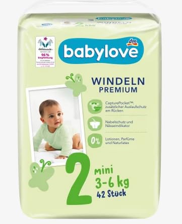 babylove Windeln Premium Gr. 2, Mini, 3-6 kg, 42 Stück